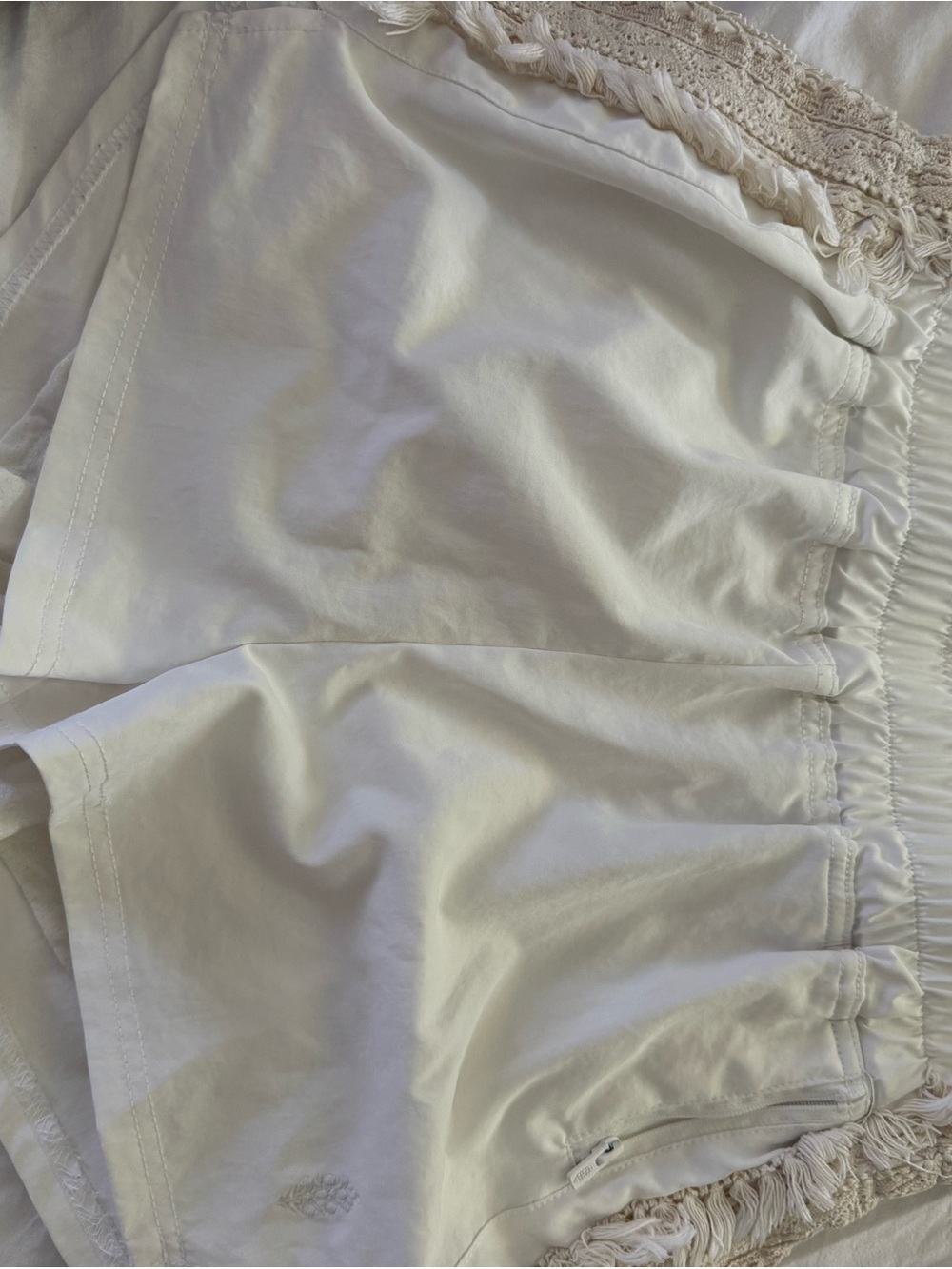 Free People Cream Fringe Hem Athletic Shorts